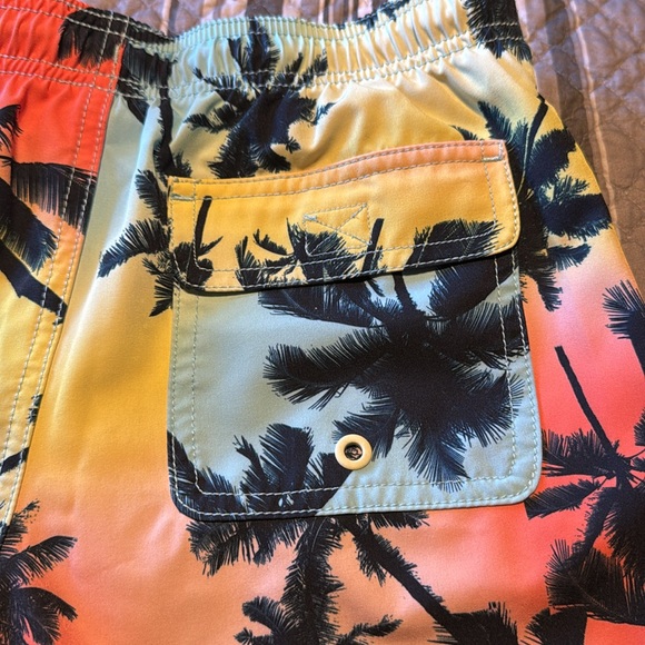Wonder Nation Kid Boy Youth Palm Tree Swim Swimming Trunks with Back Pocket - Picture 3 of 5